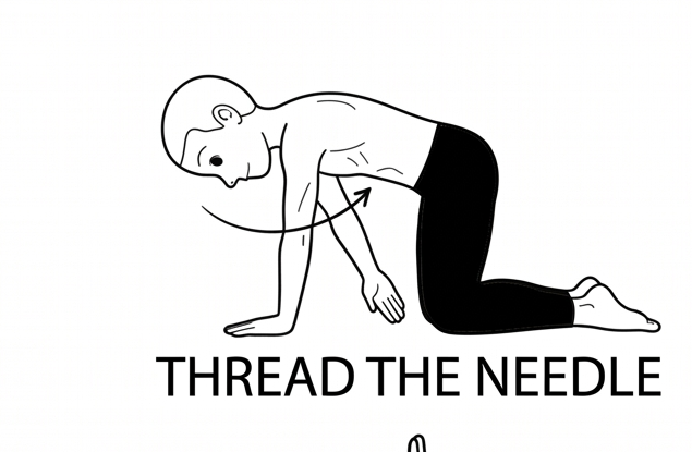 Visual sketch of Thread the Needle (Parsva Balasana)